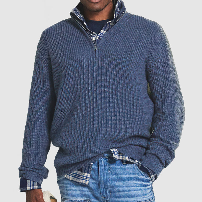 Pull zippé homme en laine douce et chaude, allure business casual 8