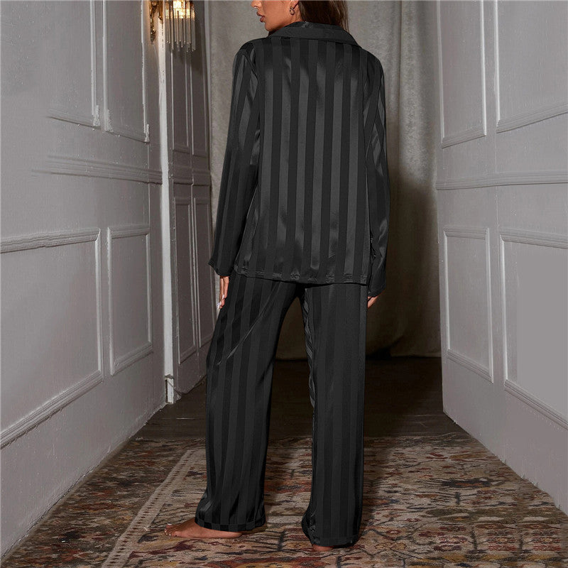Pyjama femme rayé boutonné à col tailleur 13