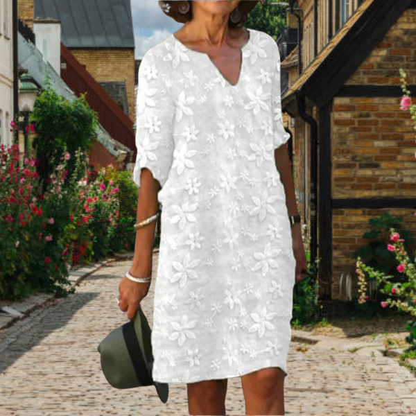Anaïs – Robe mini à motif floral manches 3/4 femme