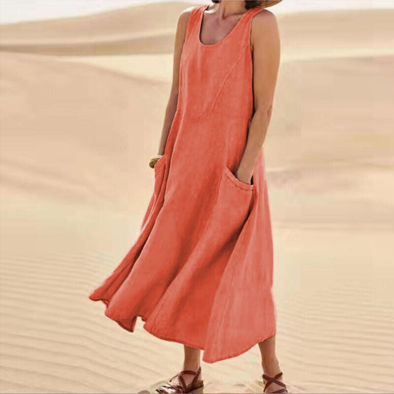 Julie – Robe midi d’été à col rond femme