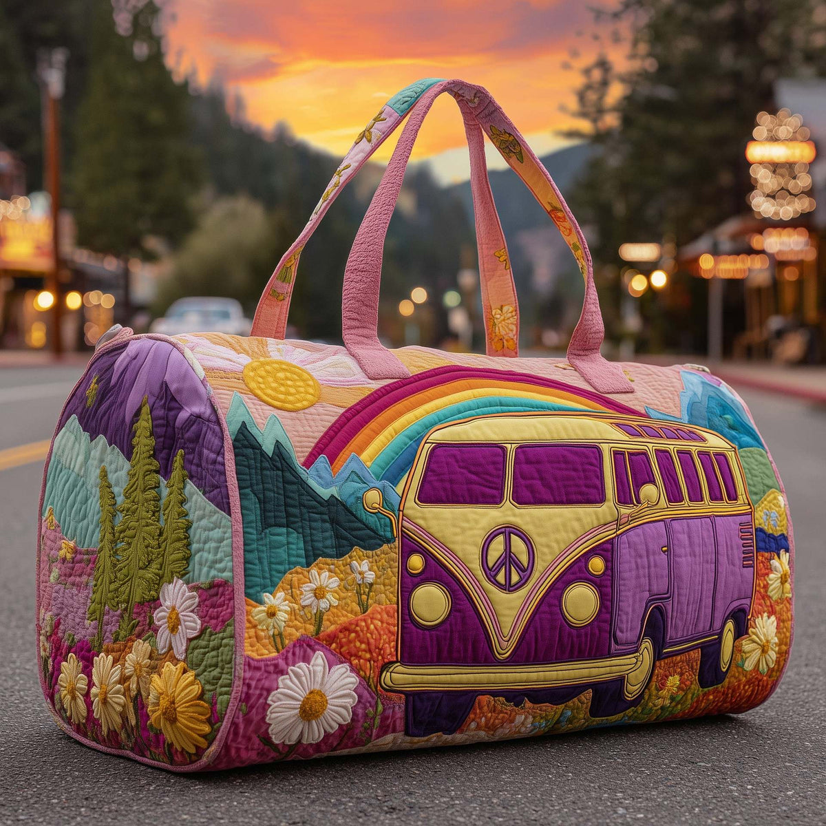 Sac de voyage matelassé bohème à imprimé avec anses 7