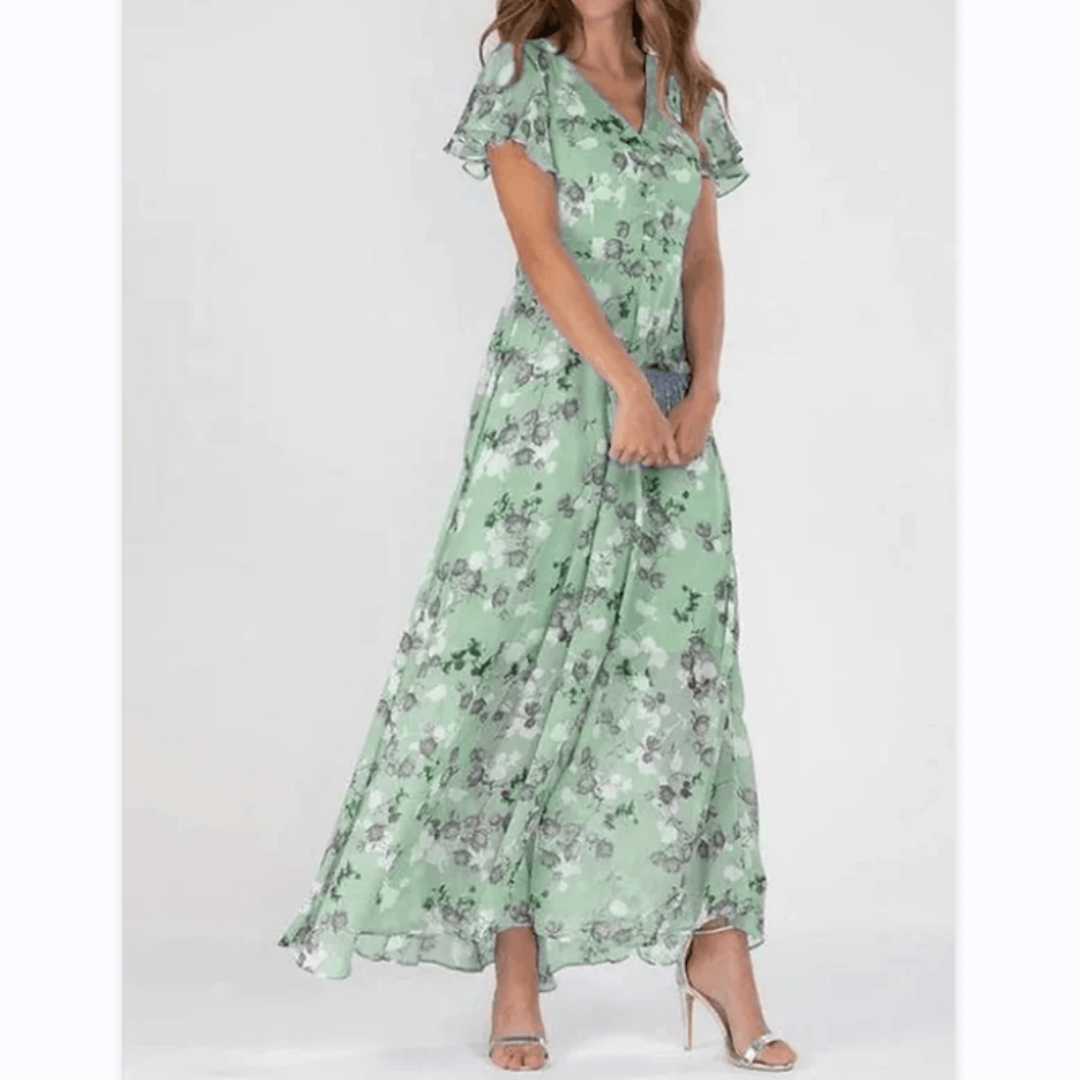 Mathilde – Robe maxi formelle d’été à imprimé floral femme