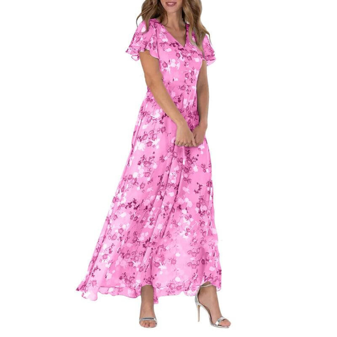 Mathilde – Robe maxi formelle d’été à imprimé floral femme