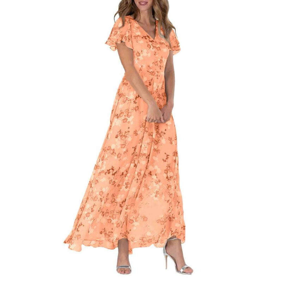 Mathilde – Robe maxi formelle d’été à imprimé floral femme