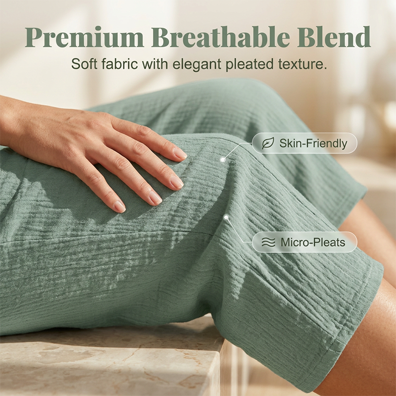Pantalon capri femme léger en coton et lin respirant