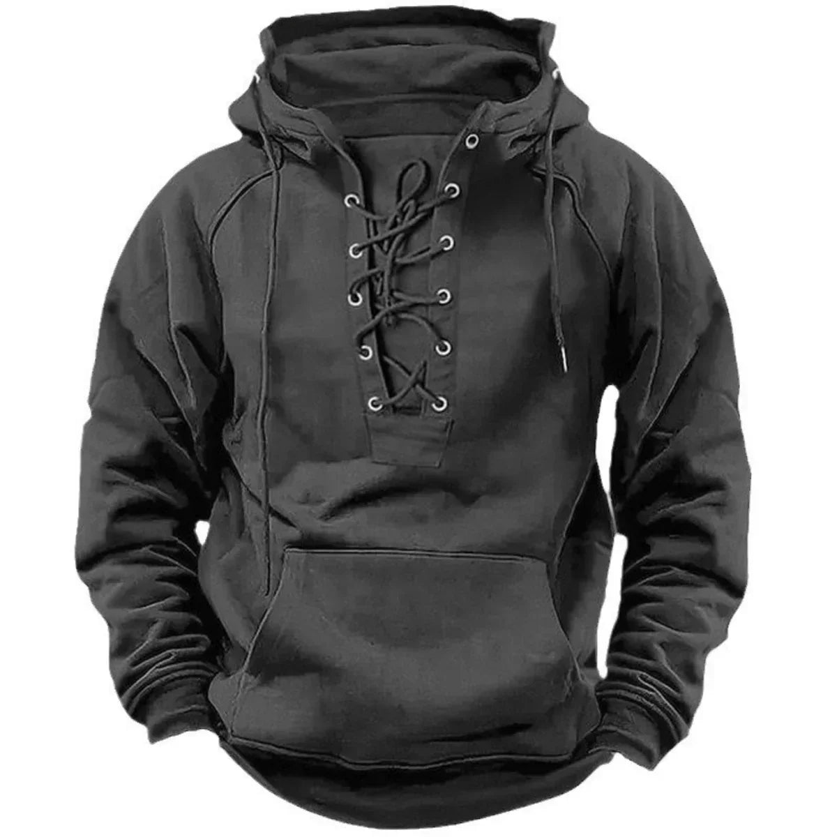 Sweat à capuche homme à laçage rétro et poche kangourou coupe ample 4