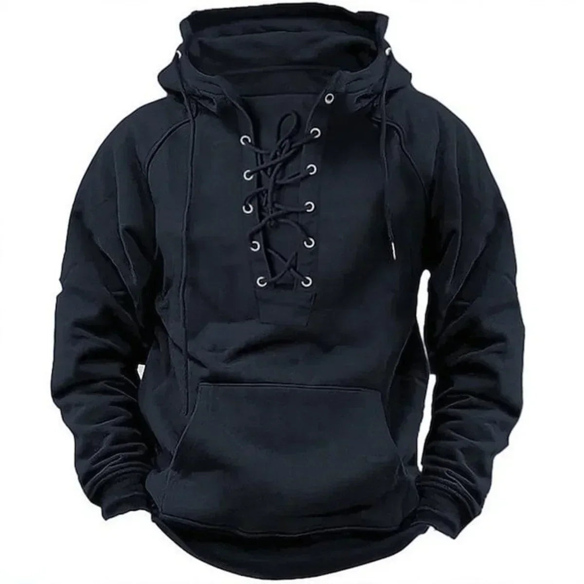 Sweat à capuche homme à laçage rétro et poche kangourou coupe ample 6
