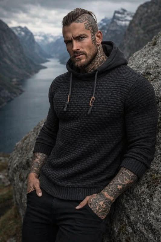 Sweat à capuche homme en maille gaufrée à coupe ajustée 10
