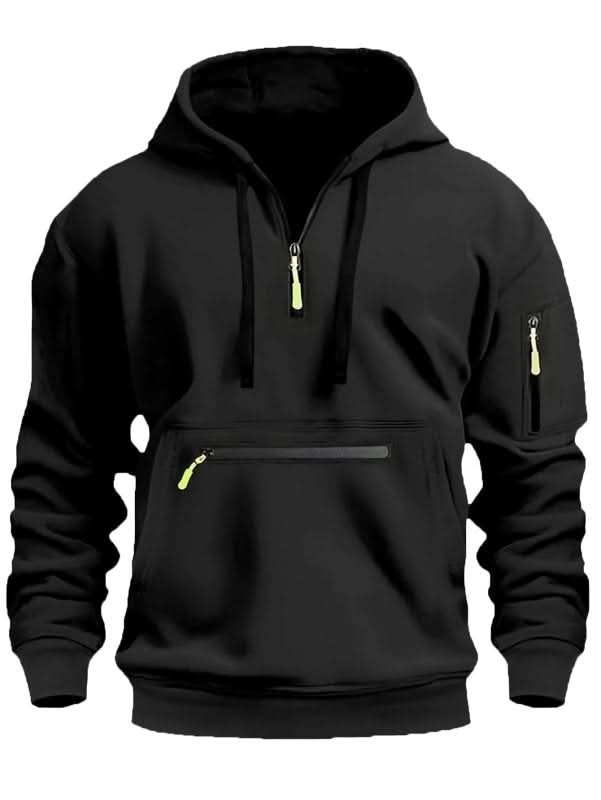 Sweat à capuche homme zippé en polyester et polaire avec poche avant renforcée
