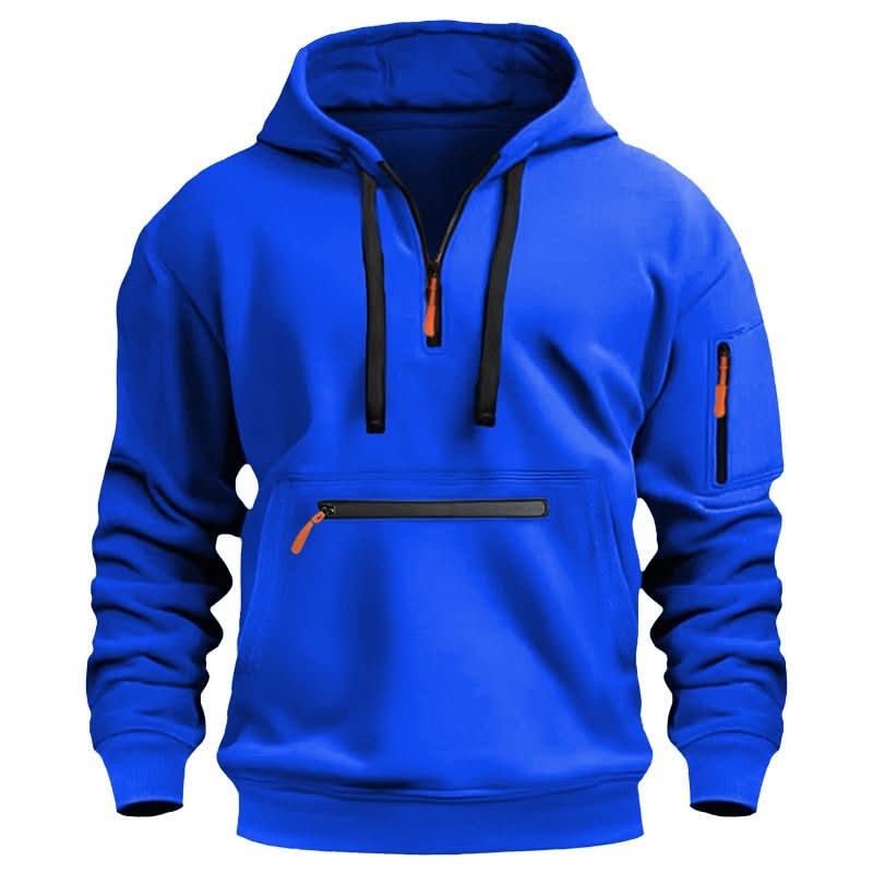 Sweat à capuche homme zippé en polyester et polaire avec poche avant renforcée