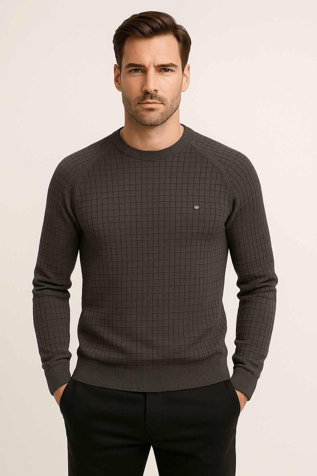 Sweat homme sans capuche en tissu structuré et coupe ample