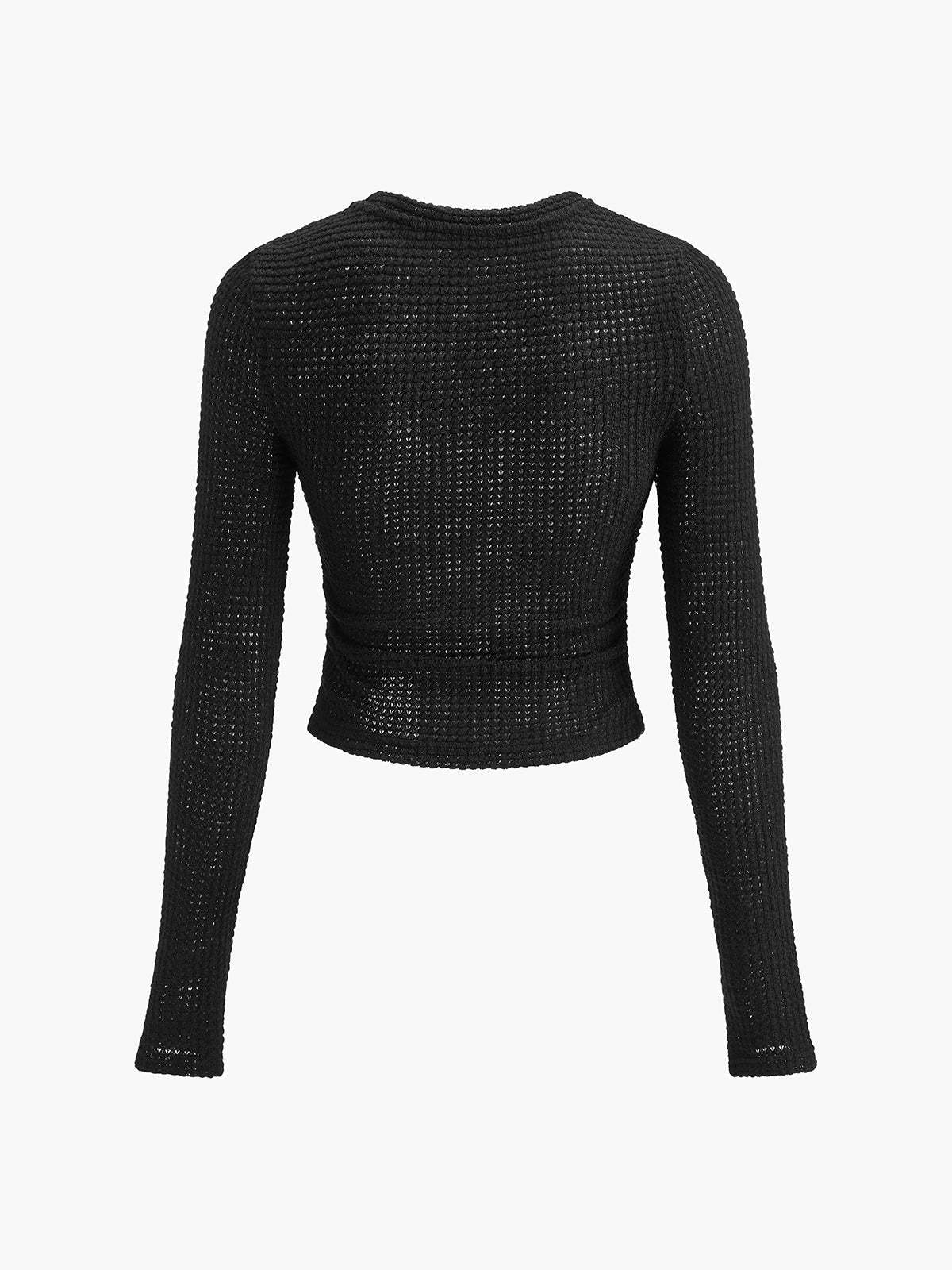Top en maille gaufrée femme col rond cintré 13