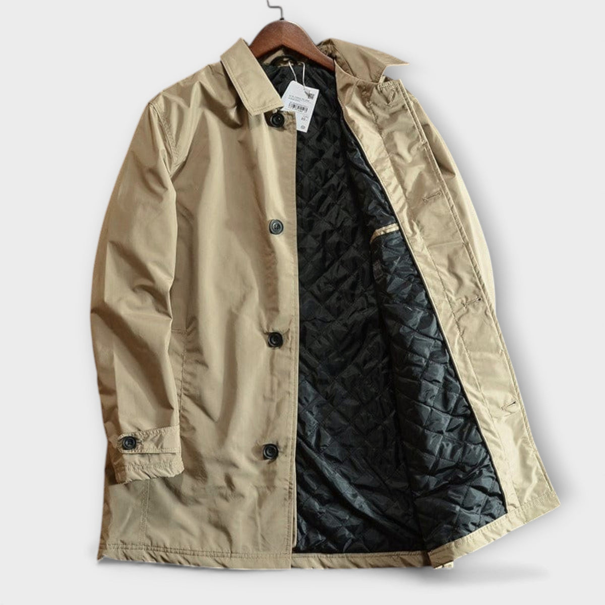 Trench-coat homme mi-long boutonné à col chemise 7