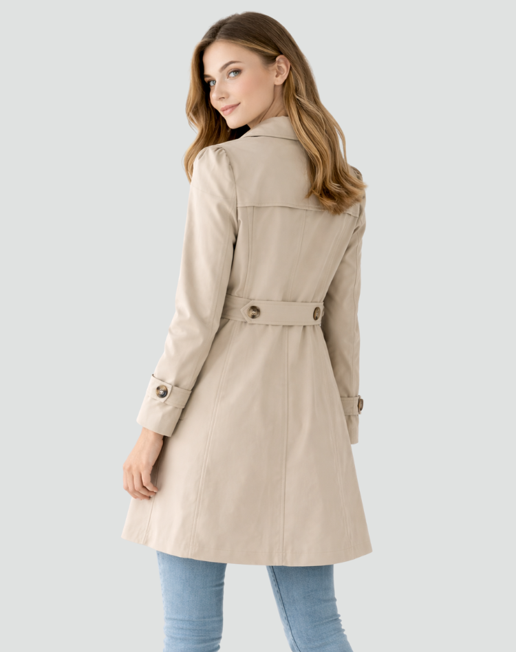 Trench femme cintré à col à revers boutonné 6