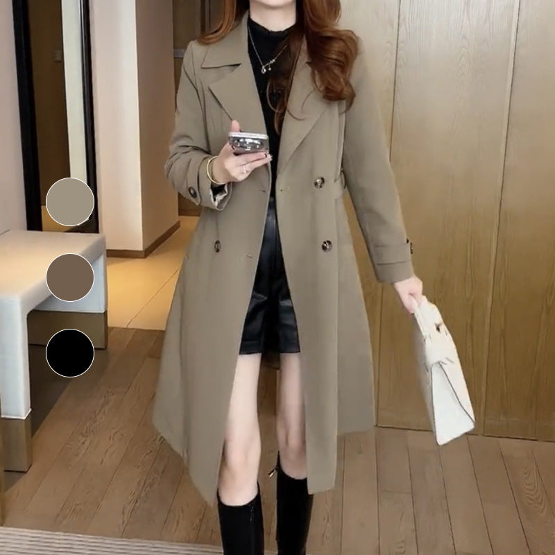 Trench femme long et cintré à col classique 5