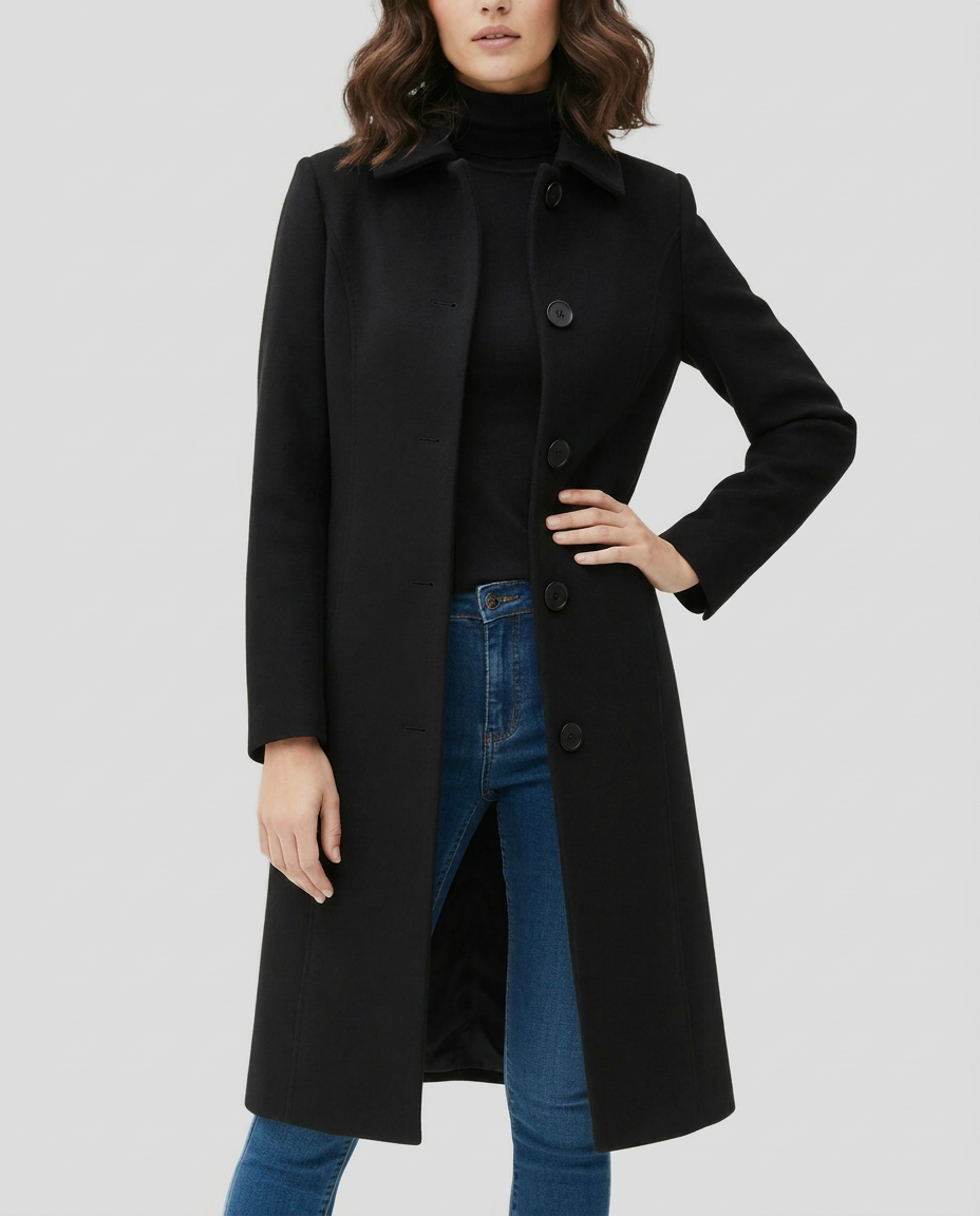 Trench femme long simple boutonnage à col chemise 4
