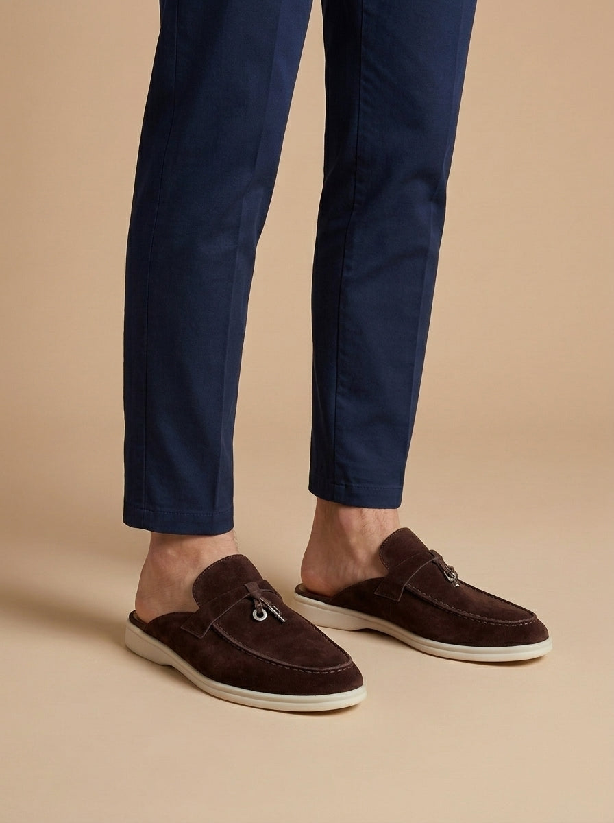 Amaury – Mocassins mules ouverts en suède homme