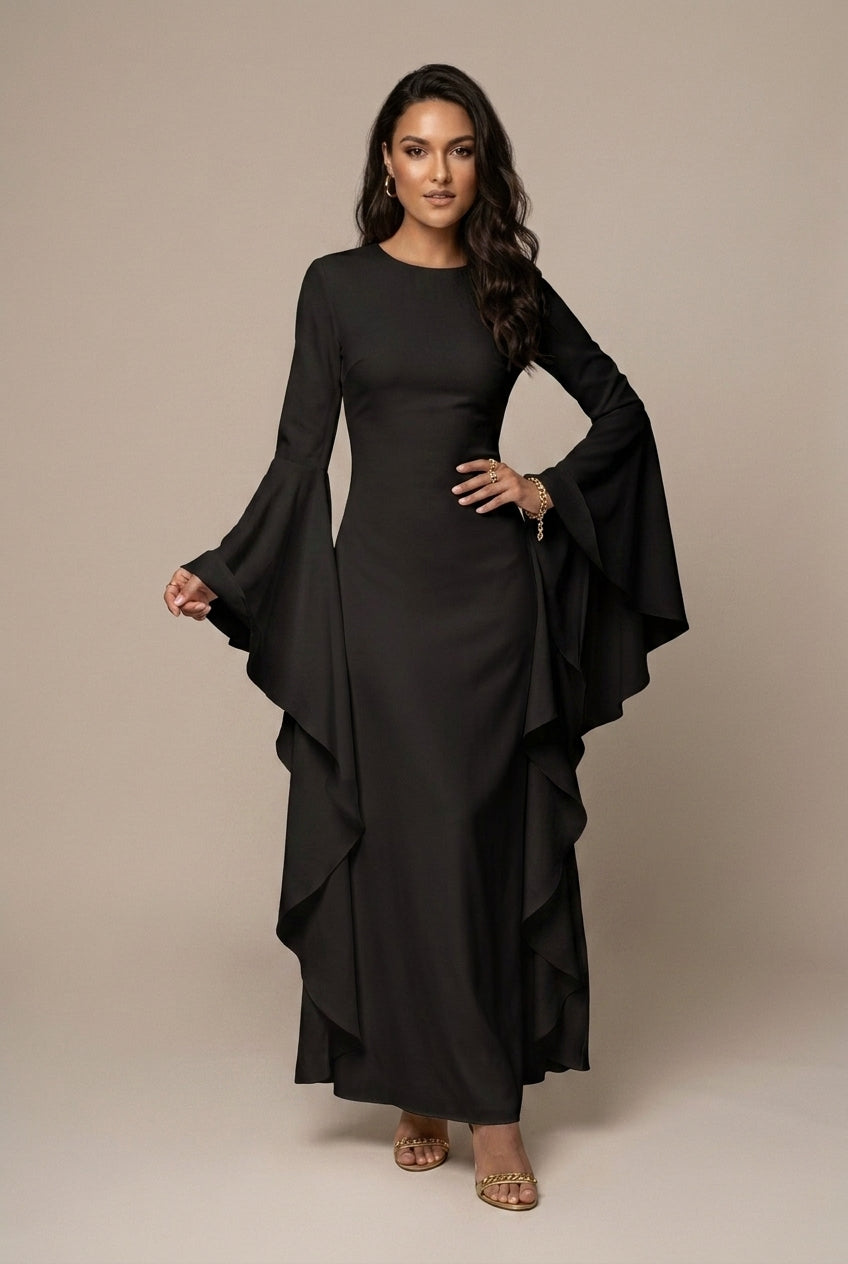 Marilou – Robe maxi col rond à manches évasées femme