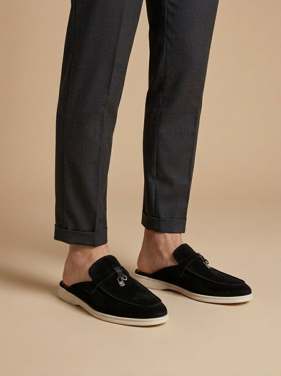 Amaury – Mocassins mules ouverts en suède homme