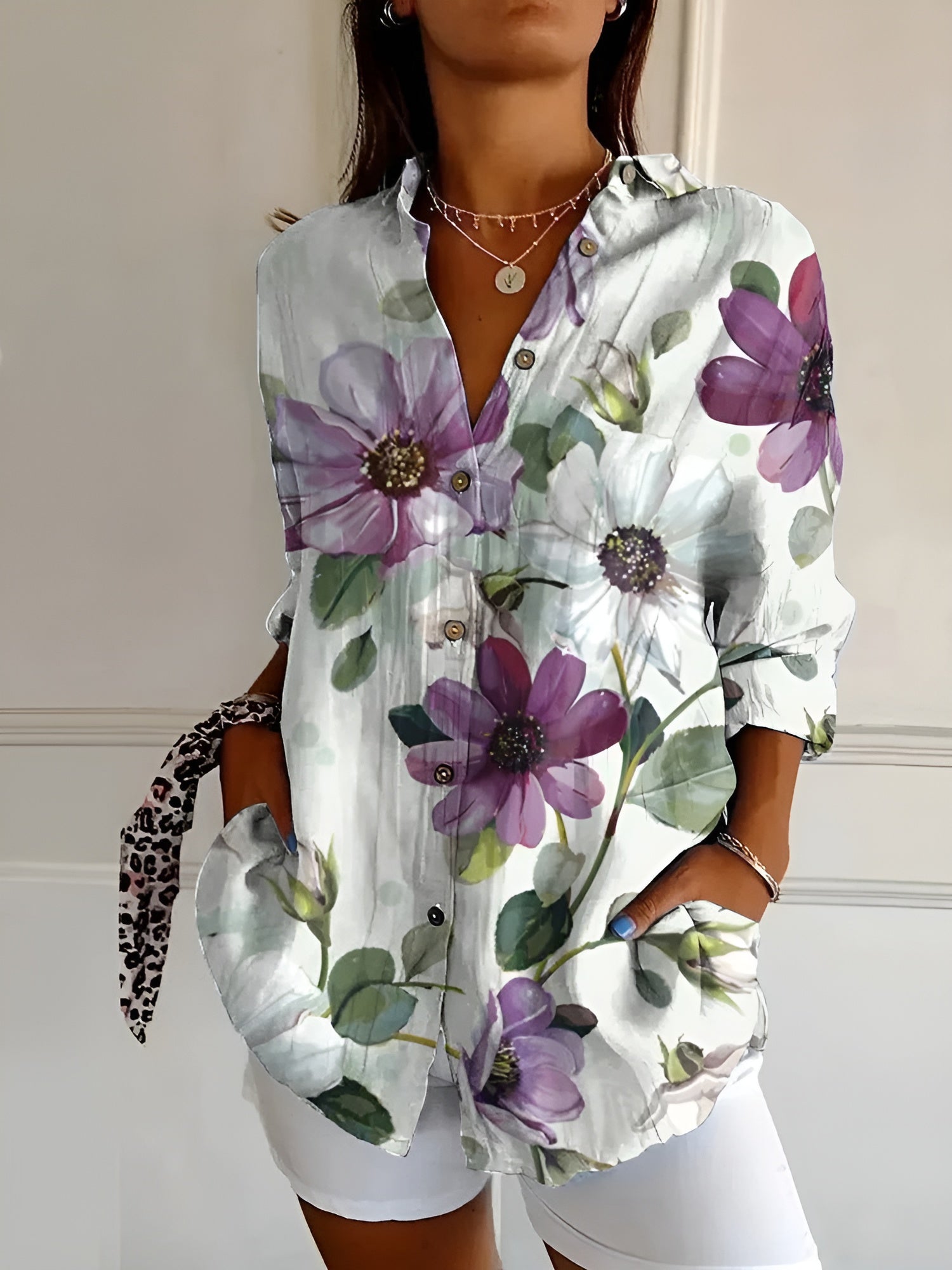 Valentine – Chemise boutonnée élégante à manches longues femme
