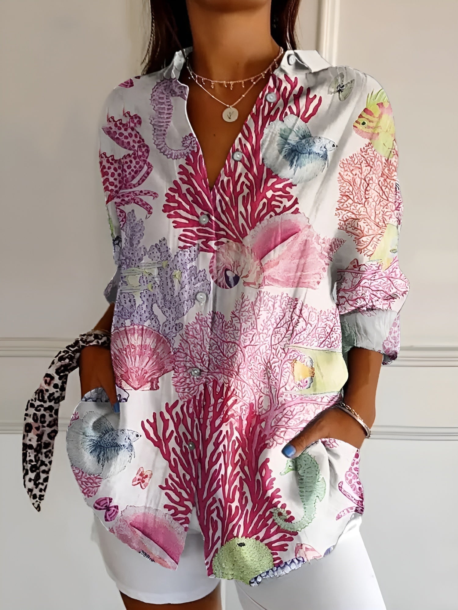 Valentine – Chemise boutonnée élégante à manches longues femme