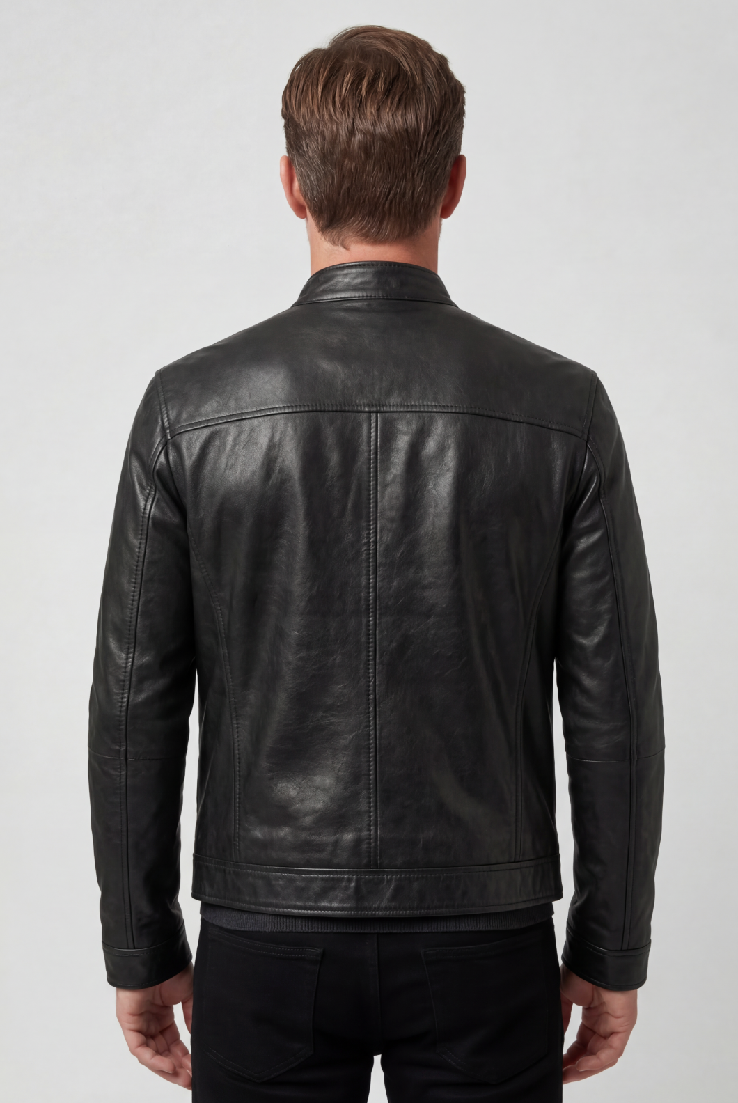 Veste biker homme aspect cuir à col montant et poches zippées 5