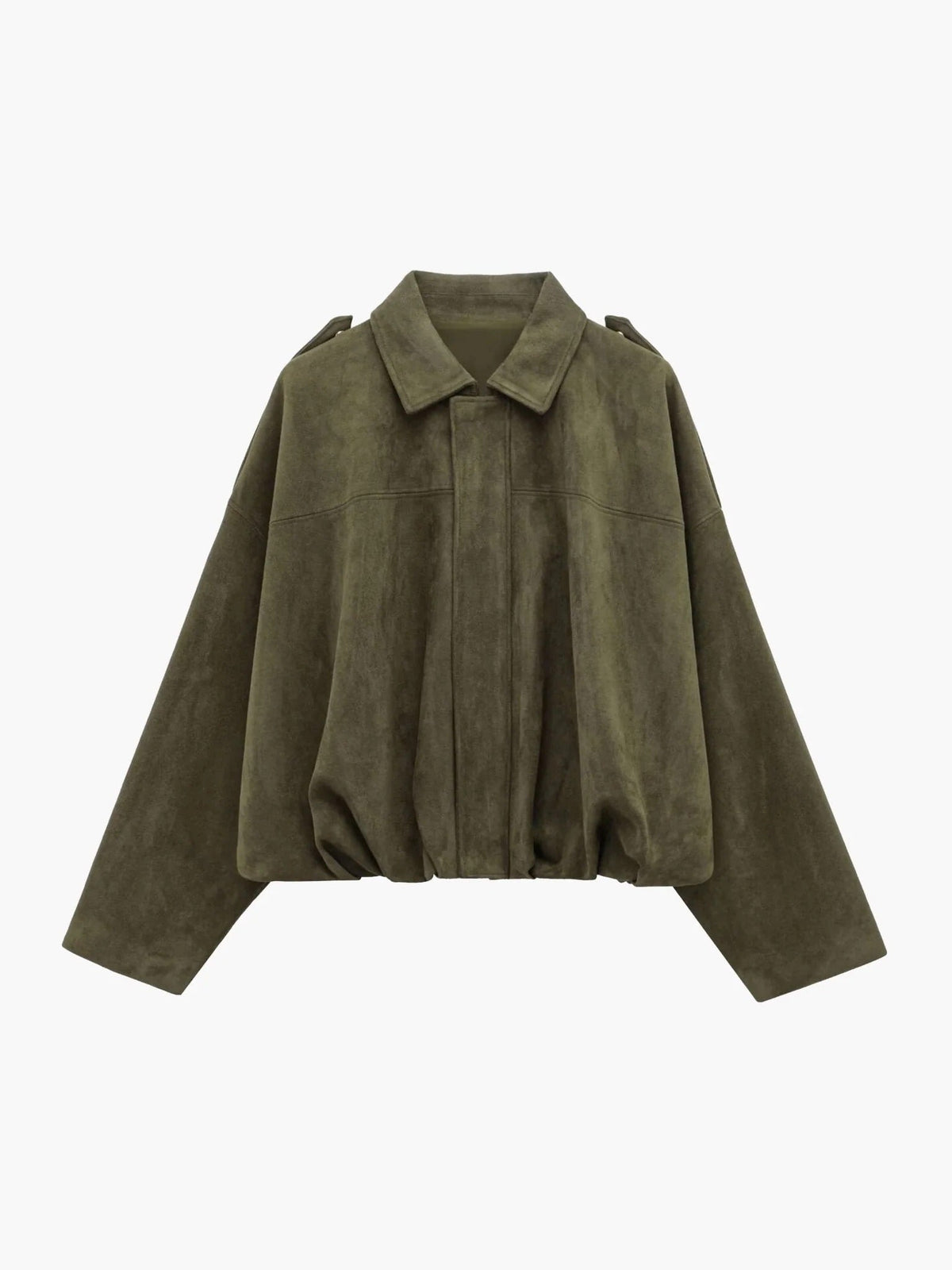 Veste bomber en suédine femme à col chemise coupe oversize 1