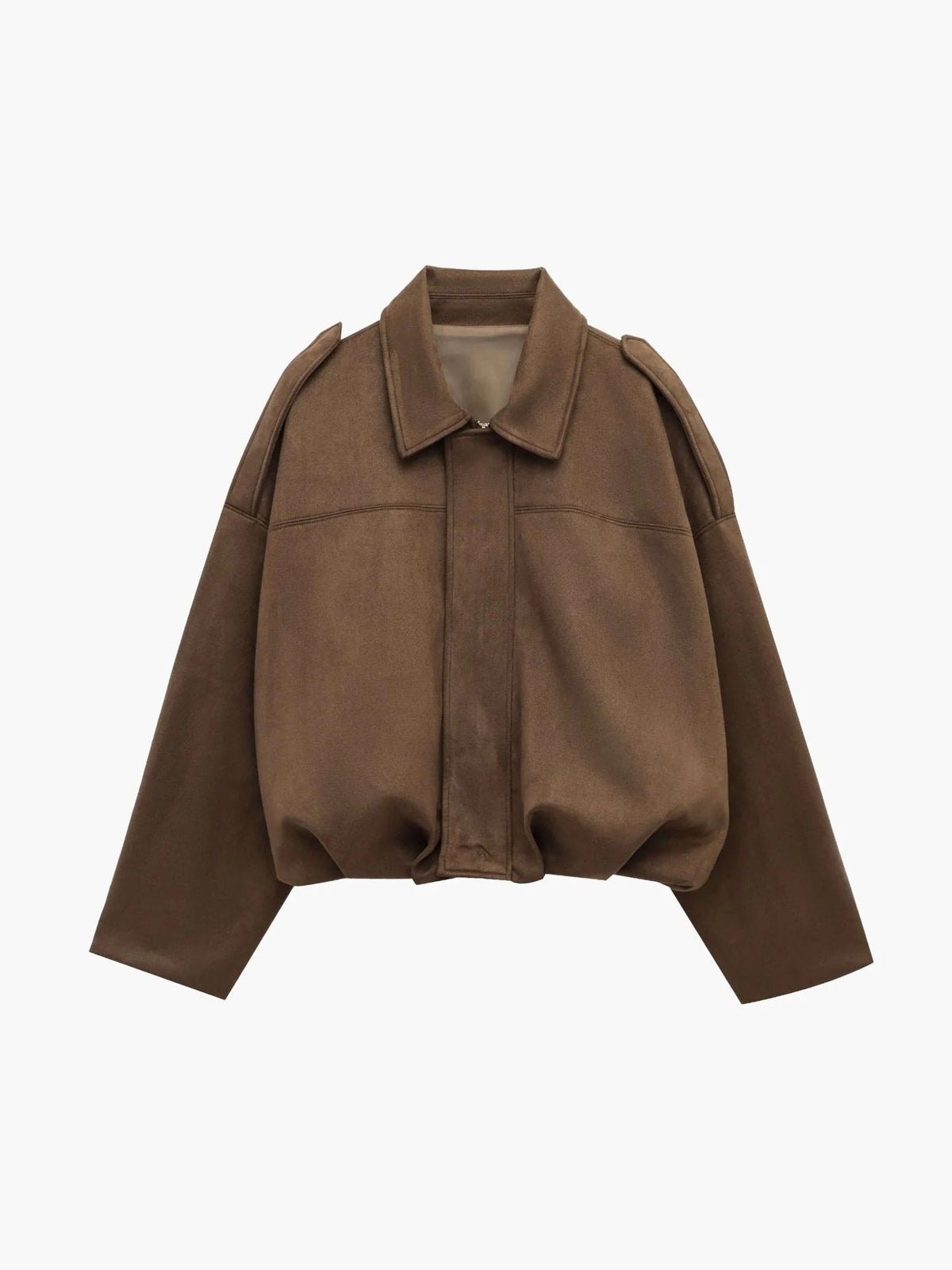 Veste bomber en suédine femme à col chemise coupe oversize 11