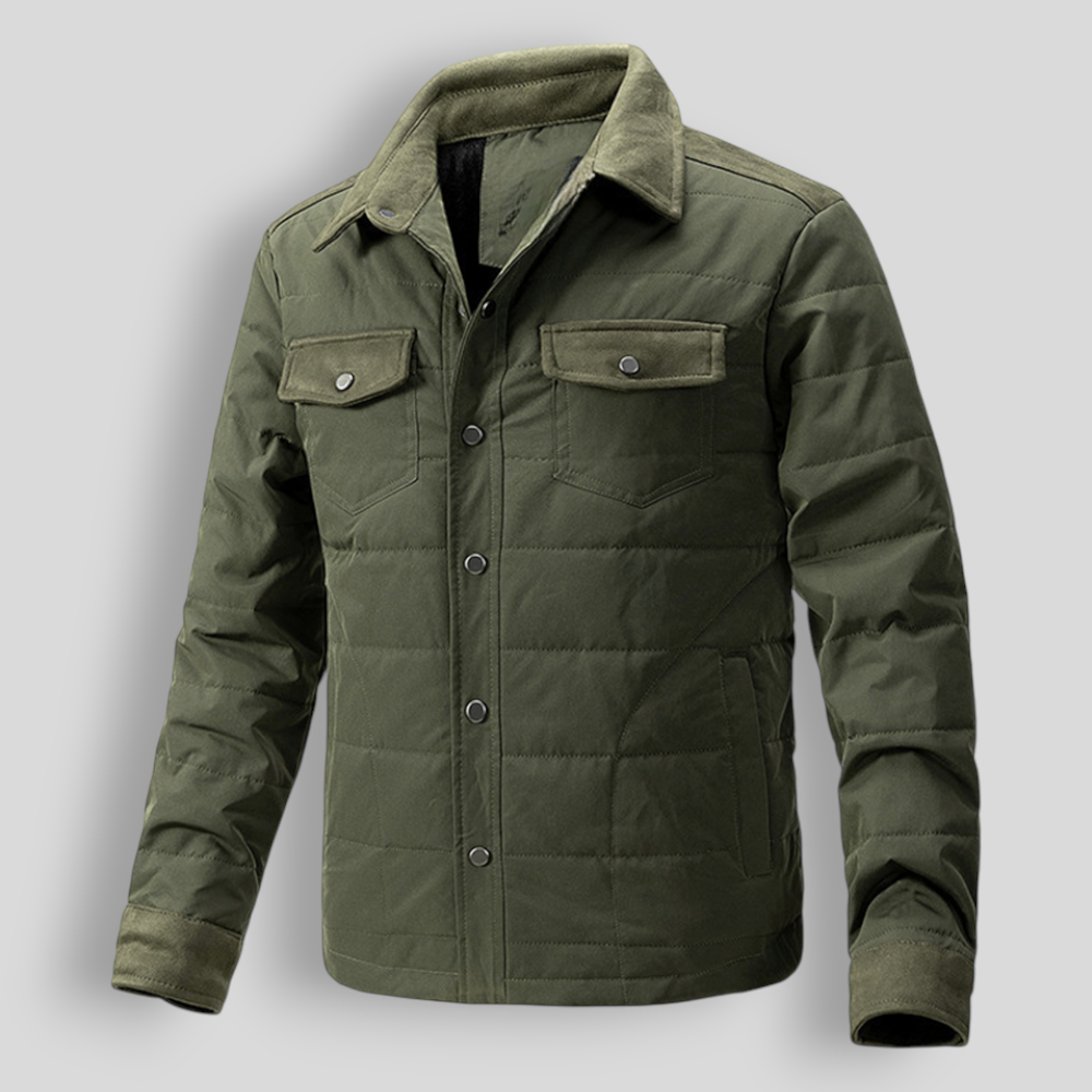 Veste chemise matelassée homme à col et poches boutons pression 1