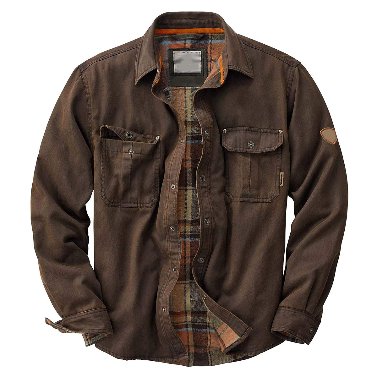 Veste-chemise trucker homme en coton à doublure flanelle à carreaux et poches poitrine 4
