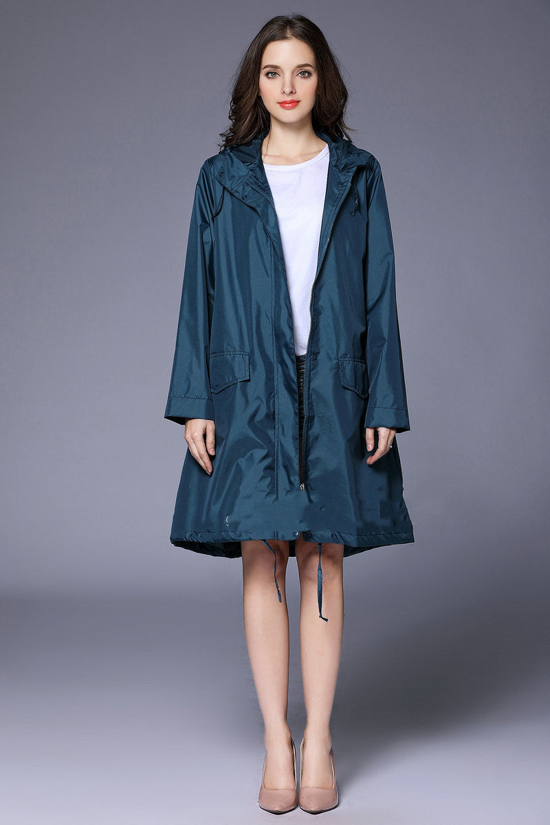 Veste de pluie femme déperlante oversize à capuche avec cordon de serrage à l'ourlet 10