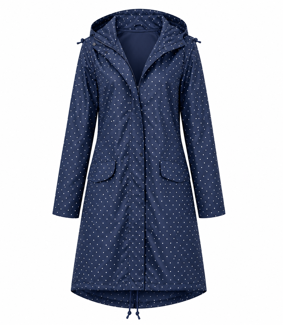 Veste de pluie femme imperméable et coupe-vent mi-longue à capuche boutonnée 8