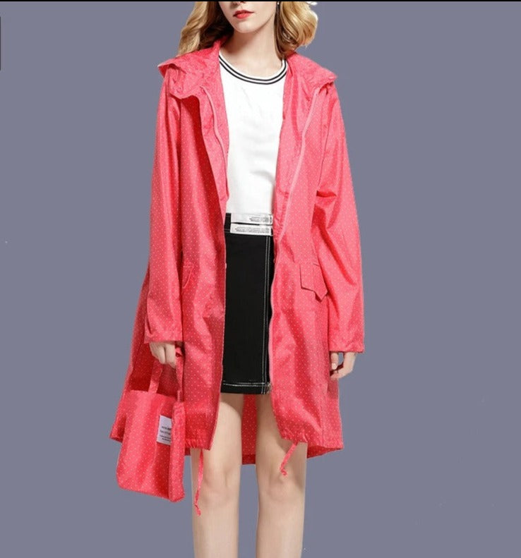 Veste de pluie femme imperméable pliable à capuche avec pochette de rangement 10