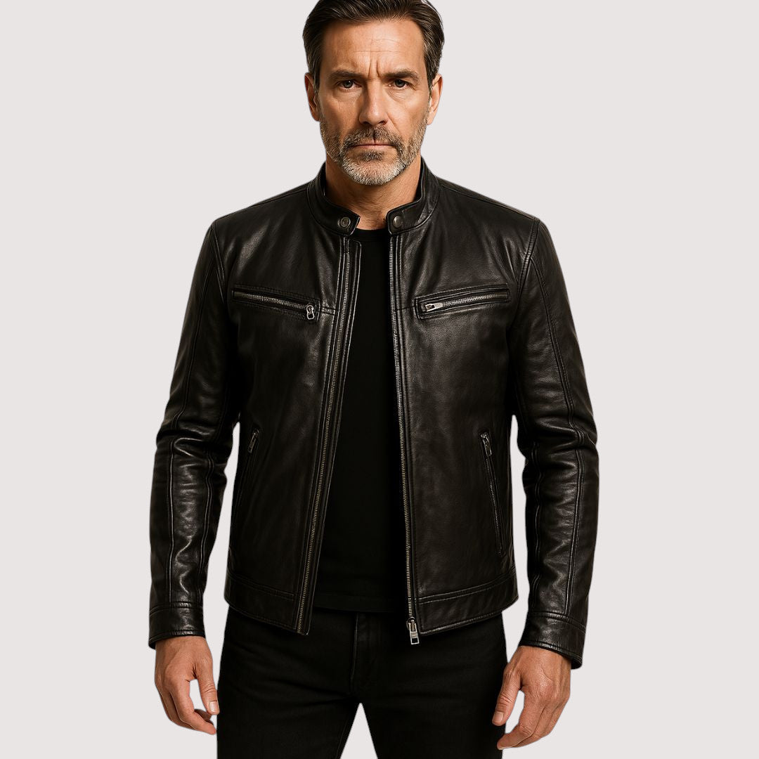 Veste en cuir véritable homme coupe ajustée intemporelle 6