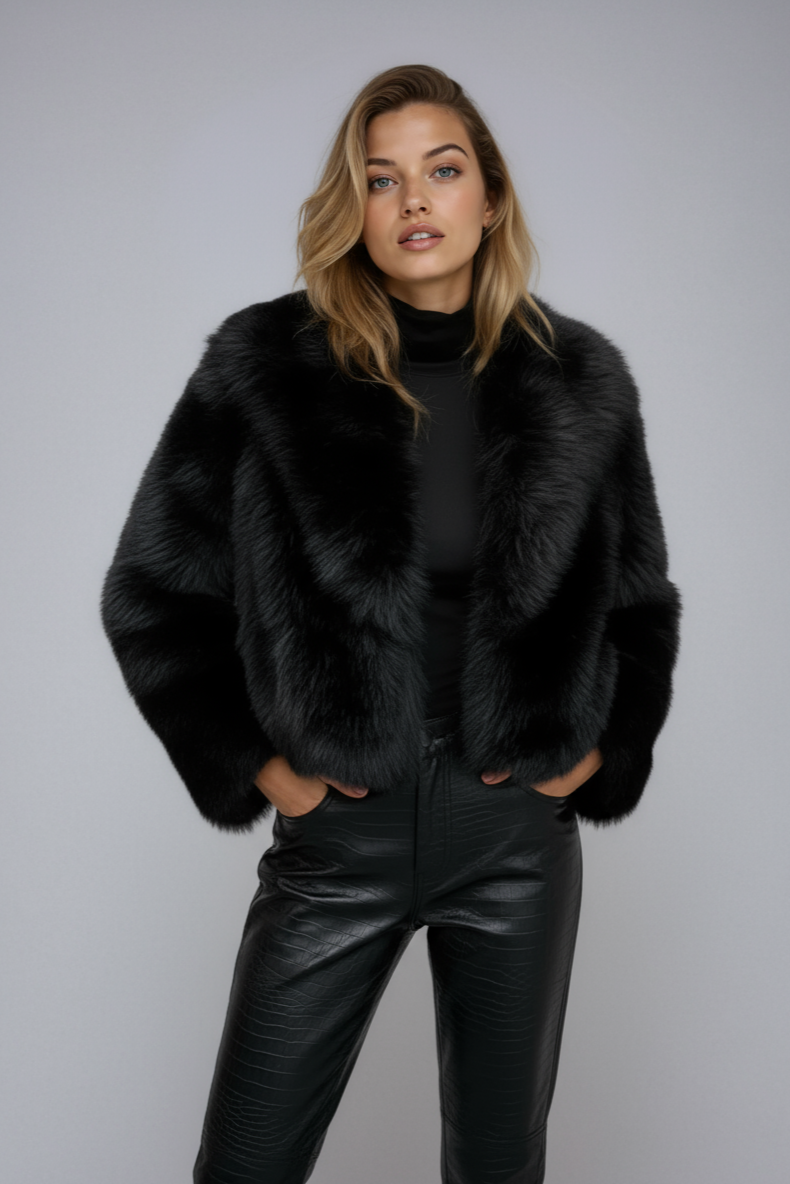 Veste en fausse fourrure femme courte et légère à doublure douce 3