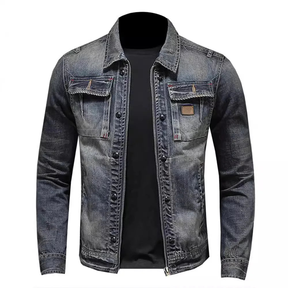 Veste en jean homme zippée à poches latérales 1