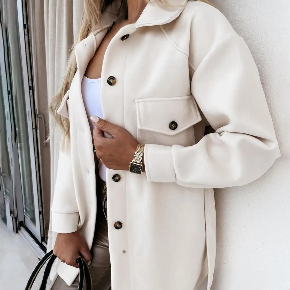 Veste en laine femme surchemise oversize à poches 3