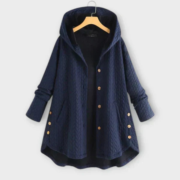 Veste femme à capuche boutonnée doublée et chaude pour l'hiver 2