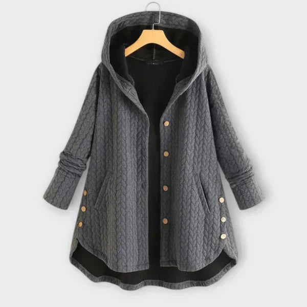 Veste femme à capuche boutonnée doublée et chaude pour l'hiver 5