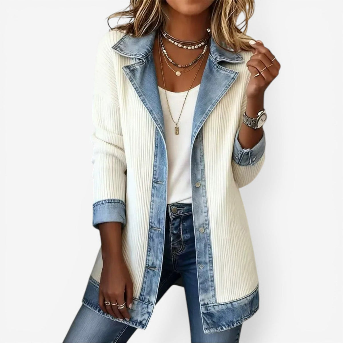 Veste femme en maille de coton coupe ample mi-saison 1