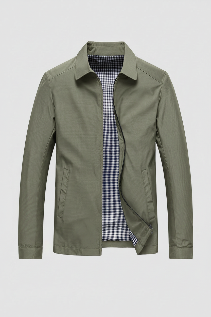 Veste Harrington homme légère zippée à col chemise et doublure vichy 3
