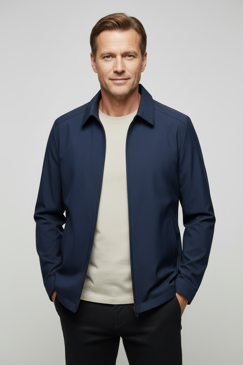 Veste Harrington homme légère zippée à col chemise et doublure vichy 4