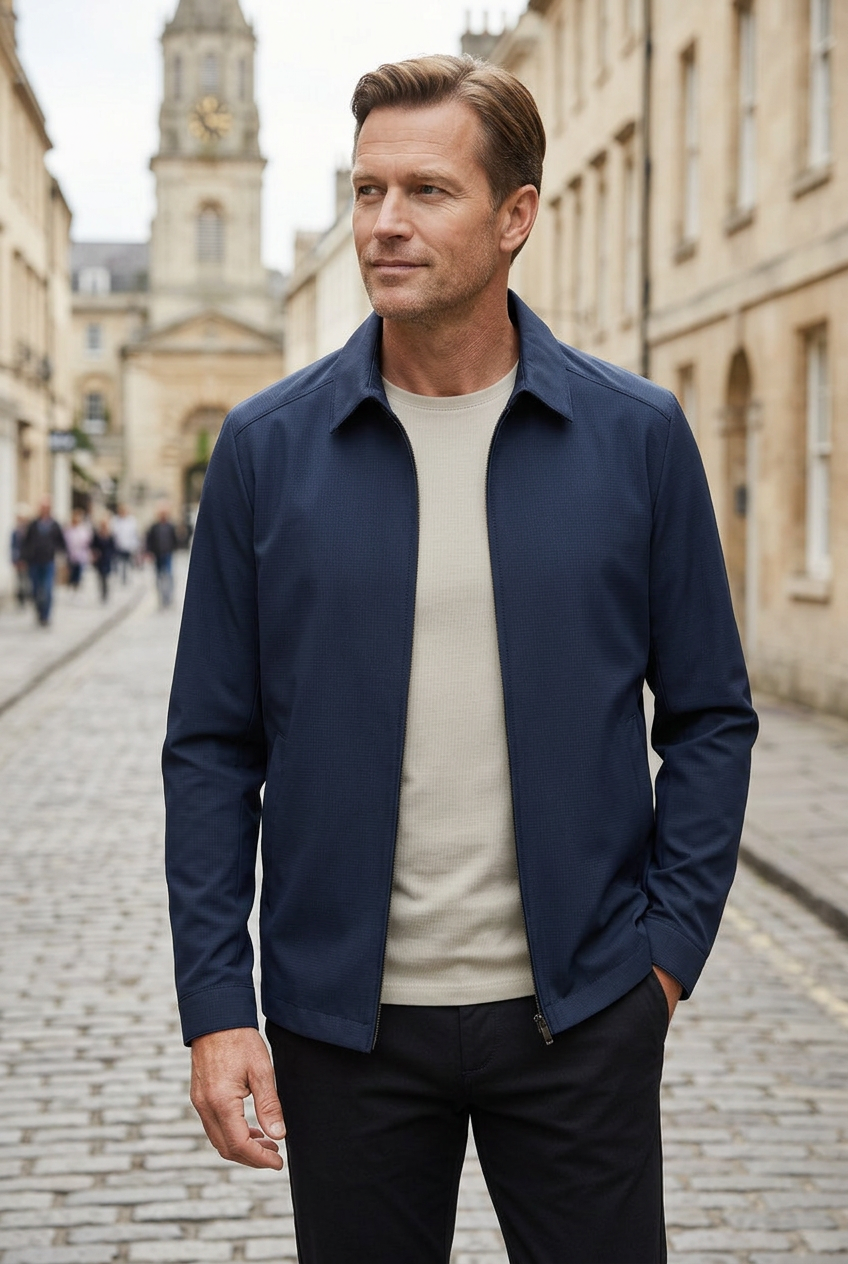 Veste Harrington homme légère zippée à col chemise et doublure vichy 6