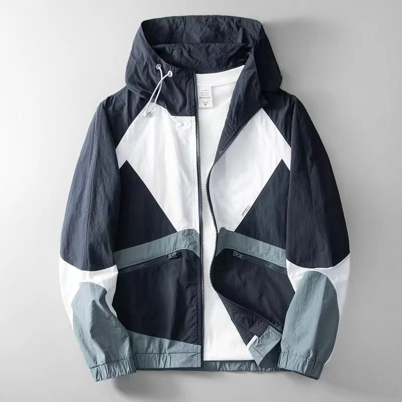 Veste homme déperlante à capuche en nylon 2