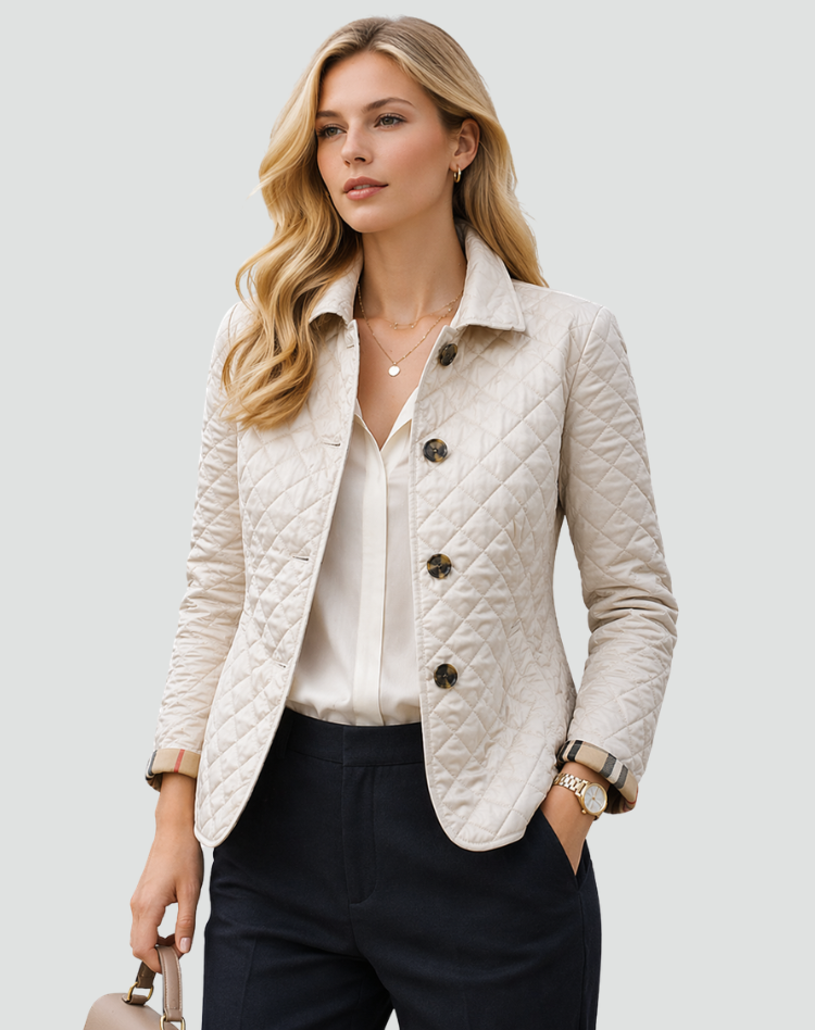 Veste matelassée femme boutonnée à col chemise et poches 2