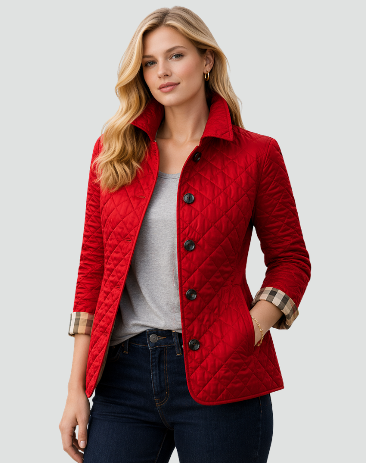 Veste matelassée femme boutonnée à col chemise et poches 4