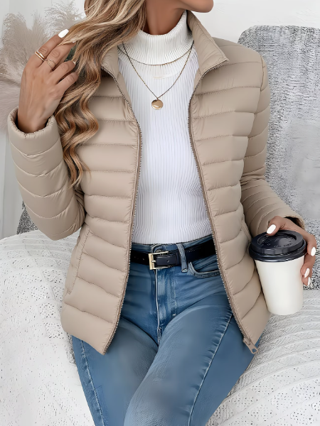 Veste mi-saison femme à col montant coupe structurée 3