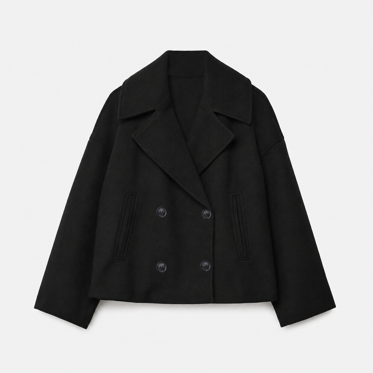 Veste mi-saison femme courte croisée à double boutonnage et poches 1