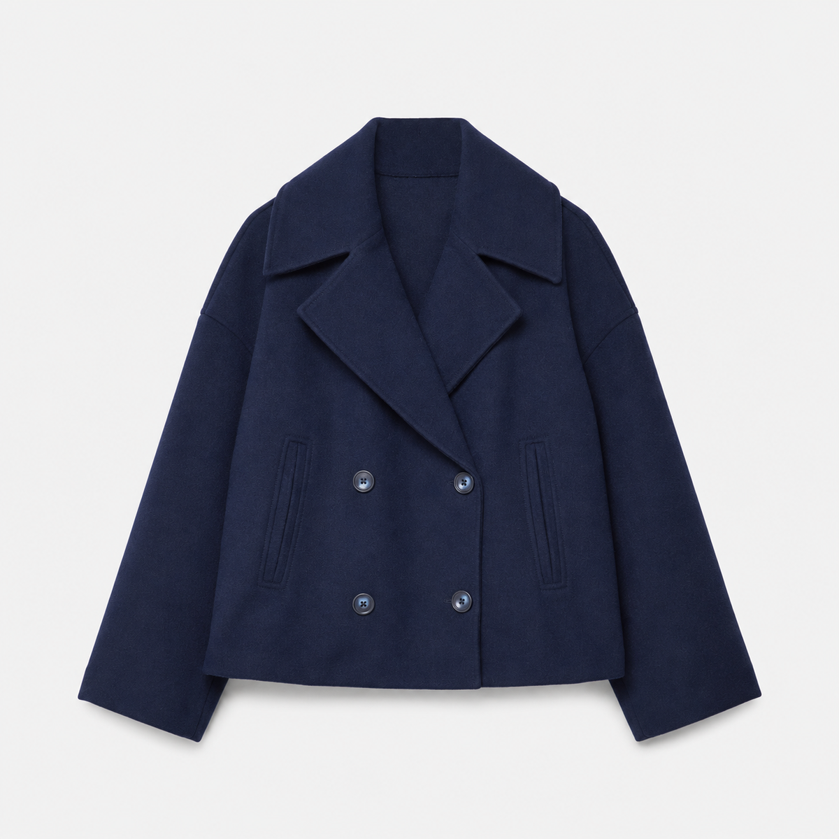 Veste mi-saison femme courte croisée à double boutonnage et poches 3