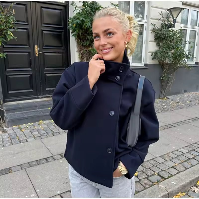 Veste mi-saison femme courte et ajustée à double boutonnage 6